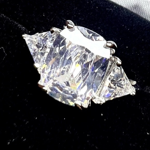 qualitycrystals Jewelry - Premium clarity Emerald Cut Ring diamond triangle baguette 14k finish 5 carat